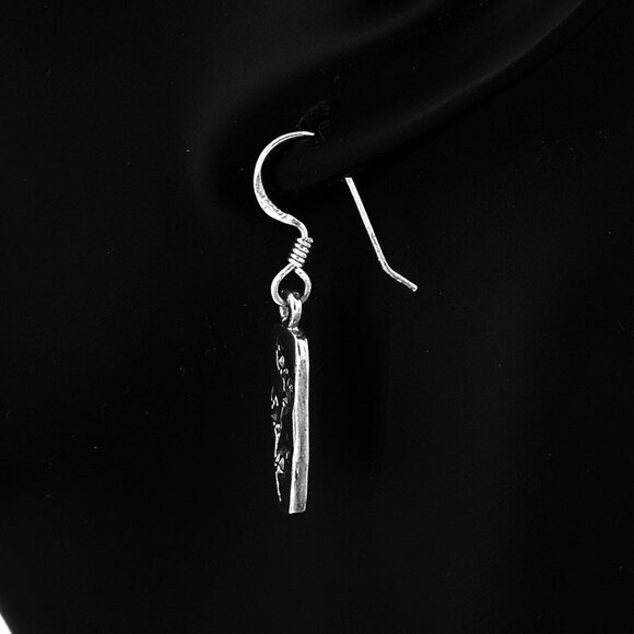 Leaves, Marcasite Stones Sterling Silver Dangle Ear Wire Earrings Vintage Pair - Picture 3 of 5